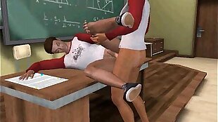 Horny 3D ridicule hunk gets fucked after class