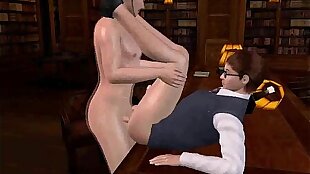 Horny 3D cartoon geek getting fucked hard anally
