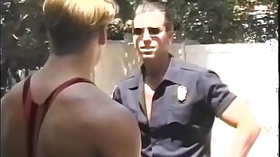 Lusty cop on the beat Tanner Reeves invited Muscle Mary Cort Stevens to highjack him and got his ass polished with Cort's big pecker in his backyard